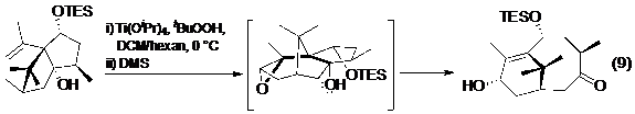Phản ứng tách phân mảnh trong tổng hợp toàn phần Taxol của Holton (9) và Wender (10)
